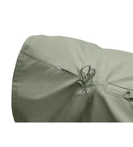 Hunter Milford Groen dog jacket, 50 cm size, showing the green waterproof material and adjustable straps on a dog.