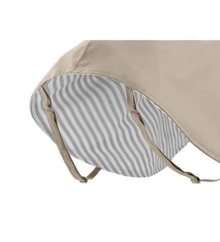Hunter Milford beige dog jacket for small dogs, 30cm, shown on a dog, with adjustable straps and soft fabric.