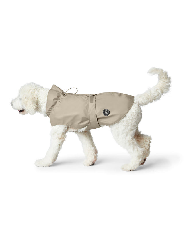 Hunter Milford beige dog coat for small dogs, 40 cm, with visible collar and snug fit, designed for outdoor protection.
