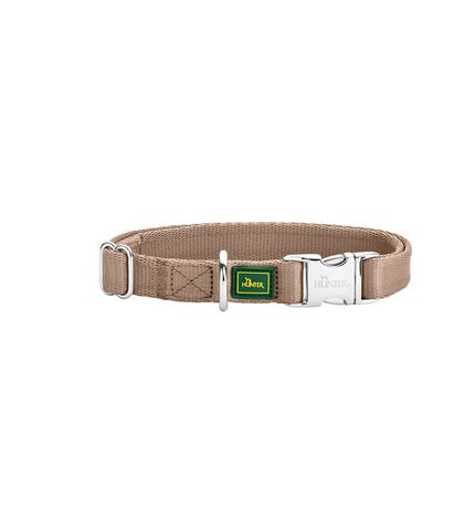 Hunter Inari beige dog collar for medium-sized dogs, adjustable 30-45 cm, soft fabric with stylish design.