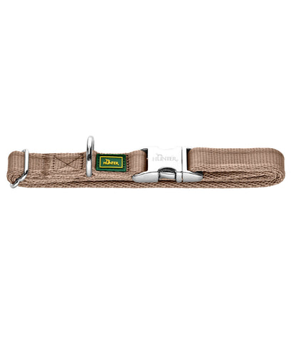 Hunter Inari beige dog collar for medium to large dogs, adjustable 40-55 cm, made of durable material with stylish design.