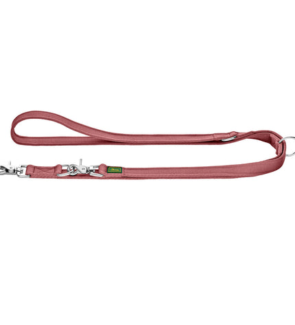 Hunter Rood 2m adjustable dog leash showing a red nylon strap with metal clasp for secure attachment.