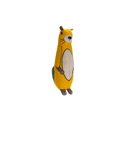 Yellow Hunter dog plush toy made of 100% recycled cotton, 20 cm Marmot-shaped dog cuddly toy for pets.