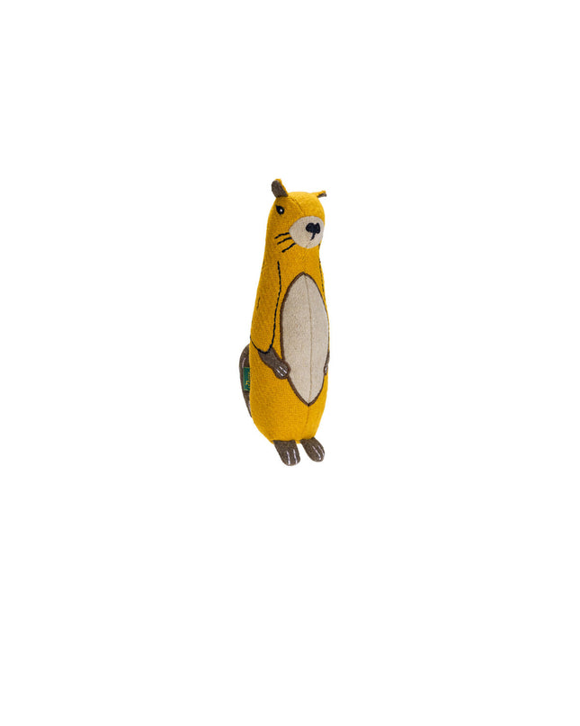 Yellow Hunter dog plush toy made of 100% recycled cotton, 20 cm Marmot-shaped dog cuddly toy for pets.