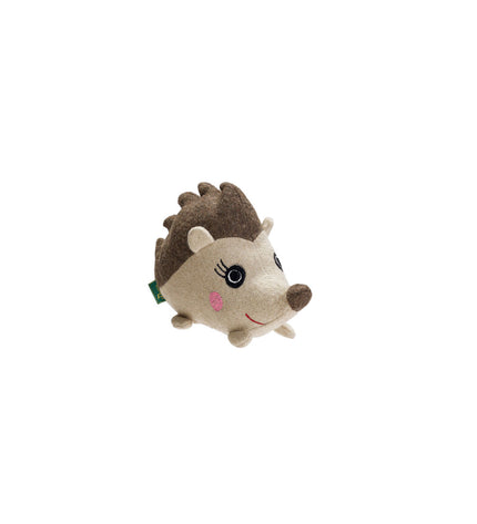 Hunter dog plush toy in brown, made from 100% recycled materials, designed as a hedgehog for dogs to play with.