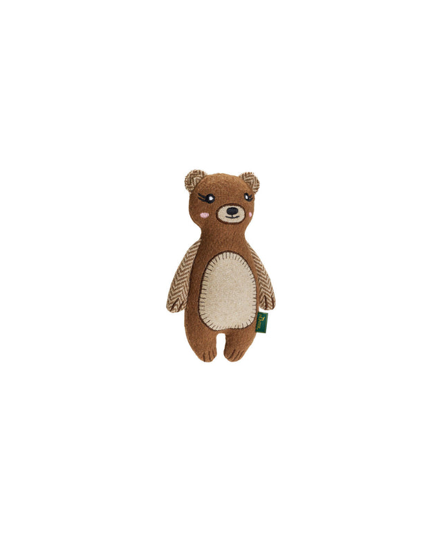 Hunter dog plush toy in brown made from 100% recycled beer bottles, soft and durable for playful dogs.