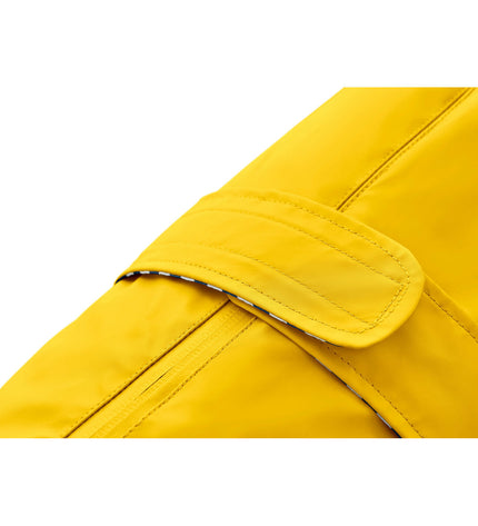 Yellow Hunter Milford dog coat for 40 cm dogs, weather-resistant dog jacket with adjustable straps and soft lining.