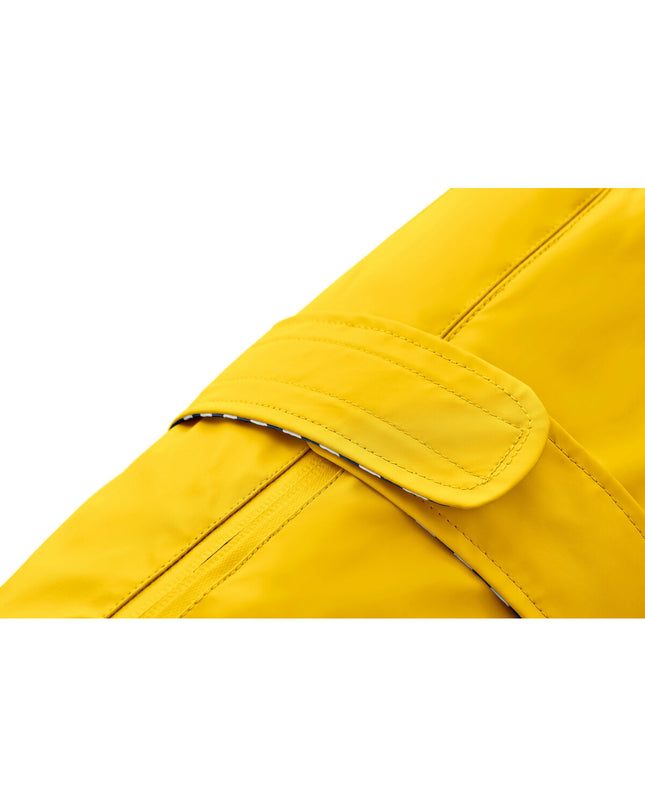 Yellow Hunter Milford dog coat for 40 cm dogs, weather-resistant dog jacket with adjustable straps and soft lining.