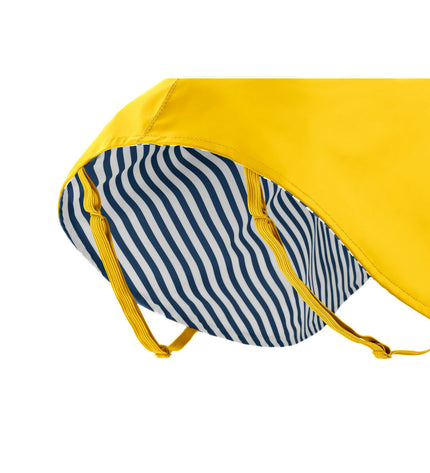 Hunter Milford yellow dog jacket for small dogs, 40cm, shown on a dog, with waterproof fabric and adjustable straps.