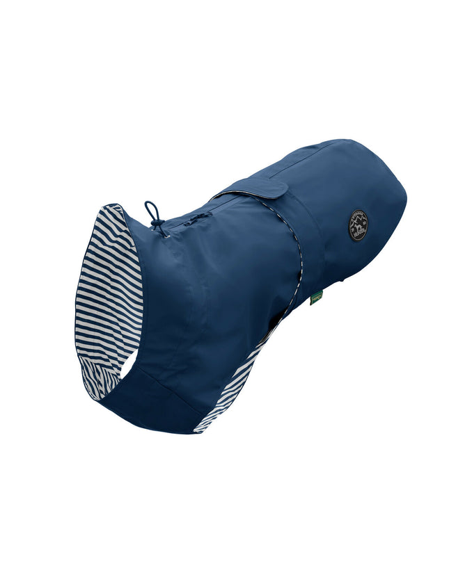 Hunter Milford blue dog coat for 50 cm dogs, weather-resistant pet jacket with adjustable straps and soft lining.