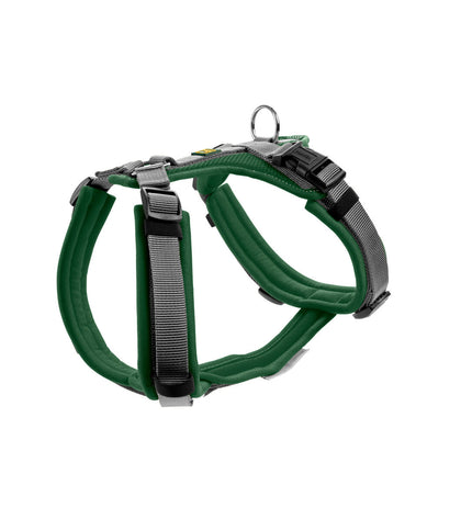 Hunter Maldon up donkergroen hondentuigje for medium dogs, adjustable 46-82 cm, made for comfort and secure fit.