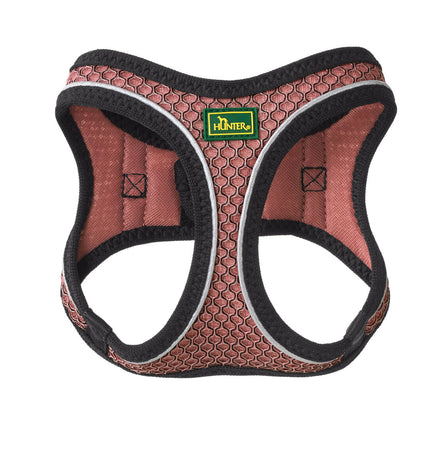 Pink Hunter Comfort dog harness for medium/large dogs, adjustable with a secure buckle and reflective stitching, 58-63 cm.