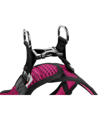 Pink Hunter Comfort dog harness in size M for 55-60 cm, with adjustable straps and padded design for comfort.