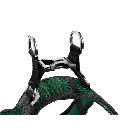 Hunter Comfort dark green dog harness for medium/large dogs, adjustable, with padded straps and metal buckle, suitable for 58-63 cm necks.