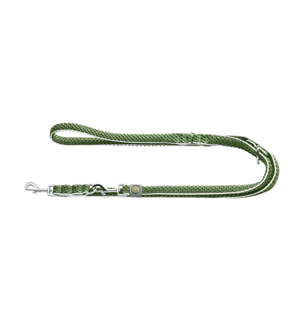 Hunter Groen 2m verstelbare hondenriem, duurzaam nylon leash for dogs, featuring a sturdy metal clip and comfortable grip handle.