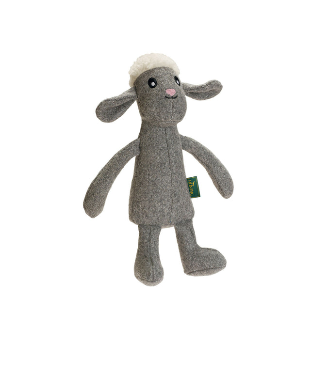 Hunter dog plush toy in grey felt with recycled polyester fiber, shaped like a sheep for dogs.