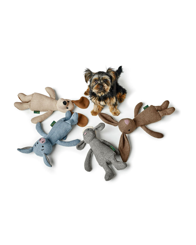 Hunter blue marl dog plush toy made of recycled polyester, shaped like a pig, suitable for dogs.