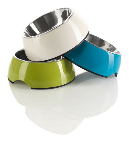 Hunter melamine dog food bowl in black, 700 ml capacity, made of stainless steel with a 22x22x11.5 cm compact design.