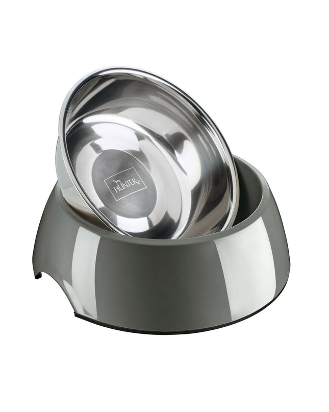 Hunter gray 160 ml dog food bowl with a smooth, rounded design for easy feeding and cleaning.