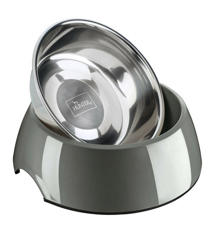 Hunter grijze honden voerbak in roestvrij staal, 350 ml, durable pet dish for feeding dogs.