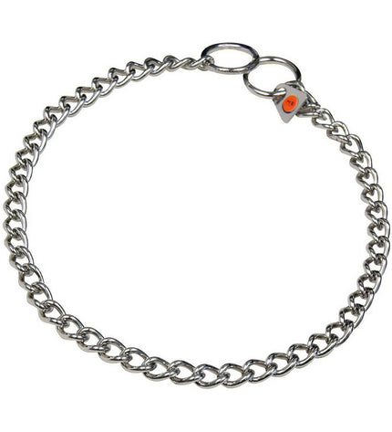Silver-colored Hs Sprenger dog collar with twisted links, 2.5 mm width, 45 cm length, made of durable metal for pets.