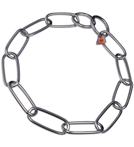 Silver-colored Hs Sprenger dog collar with chain links, 71 cm length, made of durable metal for pets.
