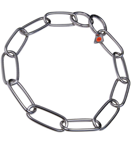 Silver-colored Hs Sprenger dog collar with chain links, 76 cm length, suitable for canine pet accessories.