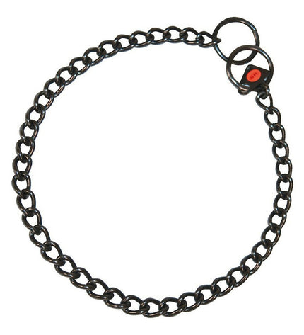 Black Hs Sprenger dog collar with 2.5 mm short chain links, 45 cm length, designed for dogs, made of durable materials.