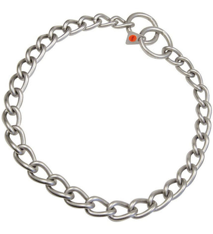 Silver-colored 4mm twisted chain dog collar from Hs Sprenger, 70 cm length, featuring a durable and stylish design.