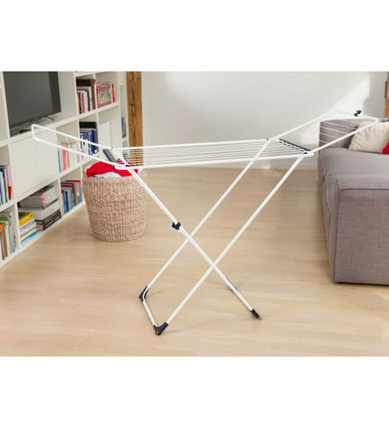 Vileda X-Legs universal gray steel clothes drying rack with 18-meter capacity, dimensions 180 x 55 x 93 cm, for household use