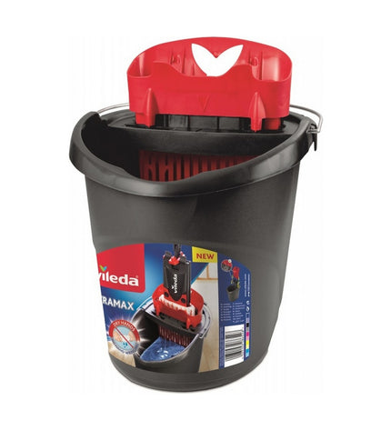 Vileda Ultramax Microfiber wringable mop with dual-compartment bucket for efficient home cleaning and floor mopping.