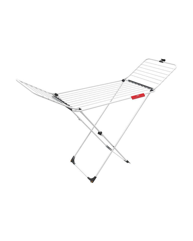 Vileda X Legs Extra white laundry drying rack with multiple arms, measuring 173 x 56 x 93 cm, for household drying and storage.