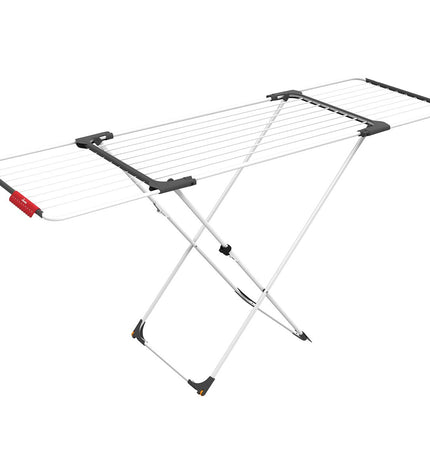 Vileda 157235 collapsible laundry clothesline in gray steel aluminum, extended to 20 meters for household drying and storage.