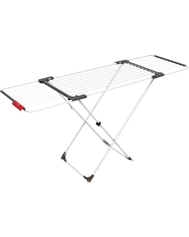 Vileda 157235 collapsible laundry clothesline in gray steel aluminum, extended to 20 meters for household drying and storage.