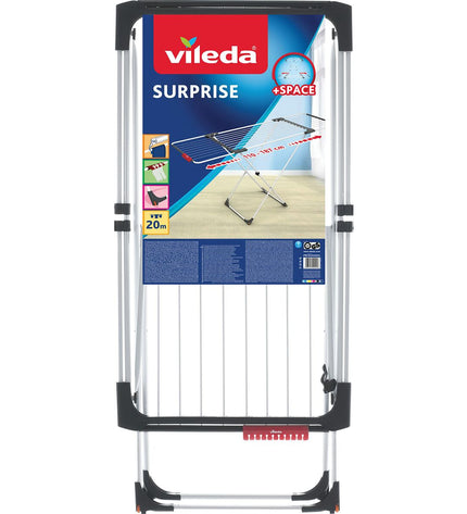 Vileda 157235 collapsible gray aluminum clothes drying rack, 20m retractable folding laundry line for indoor and outdoor use