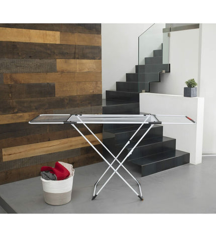 Vileda 157235 foldable washing line in gray steel and aluminum, extended for 20 meters, suitable for household laundry.