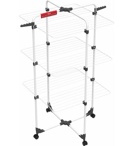 Vileda Mixer Tower laundry drying rack in steel, 71x71x137 cm, for household organization and clothes drying.