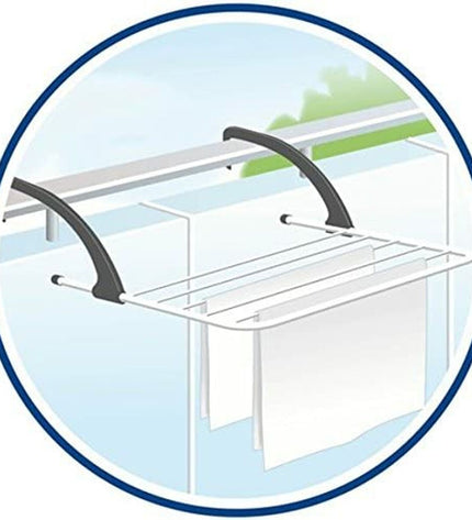 Vileda Express steel clothes drying rack in white, suitable for household laundry and storage.