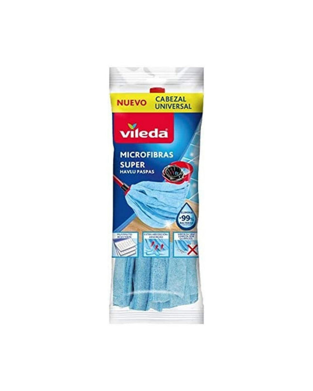 Blue Vileda microfiber cleaning sponge for household and cleaning tasks, designed for effective dirt and grime removal.