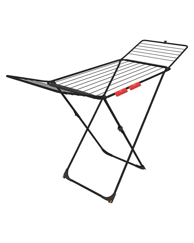 Vileda Universal Black foldable clothes drying rack with black finish, 180 x 55 x 93 cm for household laundry organization