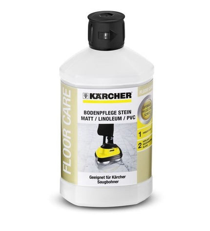 Kärcher vloeibaar wasmiddel in 1L bottle, suitable for household cleaning and laundry, with label visible in the image.