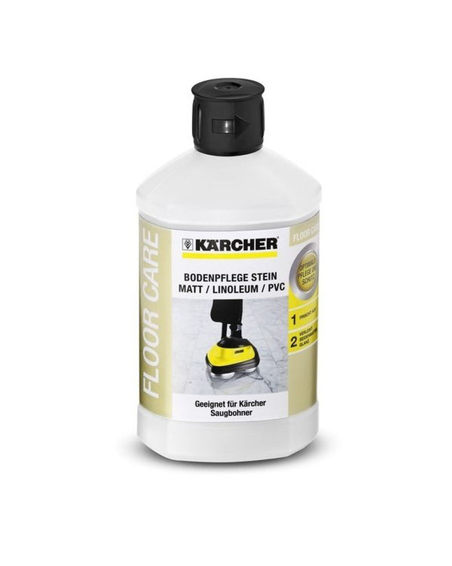 Kärcher vloeibaar wasmiddel in 1L bottle, suitable for household cleaning and laundry, with label visible in the image.