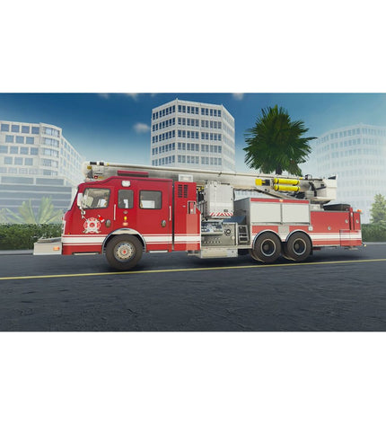 Nintendo Switch firefighting simulator game by Astragon featuring firefighting scenes and gameplay on the console screen.