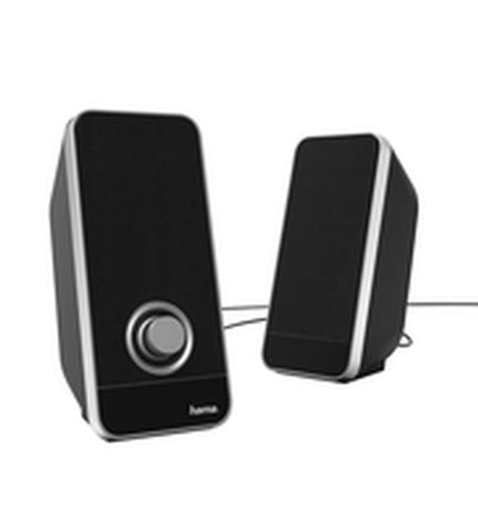 Hama black PC speakers with 6W and 4W power output, compact audio speakers for computer or multimedia use.