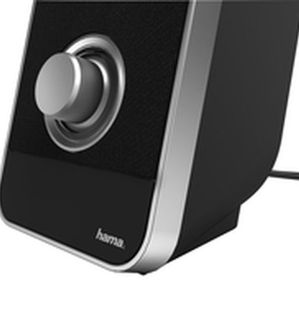 Hama PC speakers in black with 6W and 4W output, compact audio speakers for computer or multimedia use.
