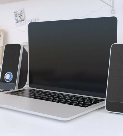 Hama PC speakers in black with 6W and 4W power output, compact electronic audio device for desktop computer setup