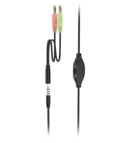 Black Hama gaming headset with microphone, plug and play for consoles, electronic gaming accessories.