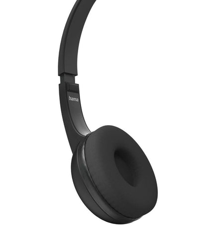 Black Hama gaming headset with microphone, plug-and-play design for gaming consoles, featuring cushioned ear cups and adjustable headband.