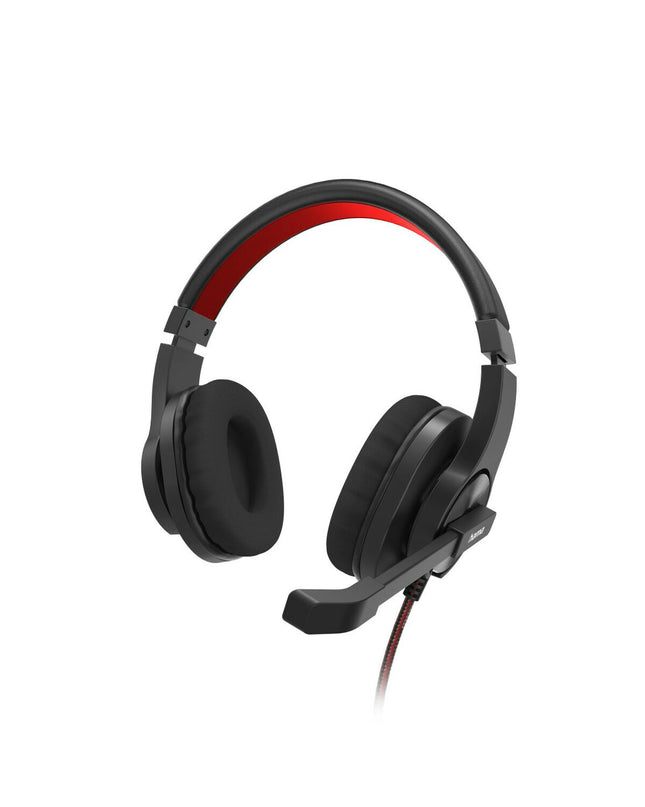 Hama gaming headset with microphone in black, featuring over-ear design and adjustable headband for comfortable gaming sessions.