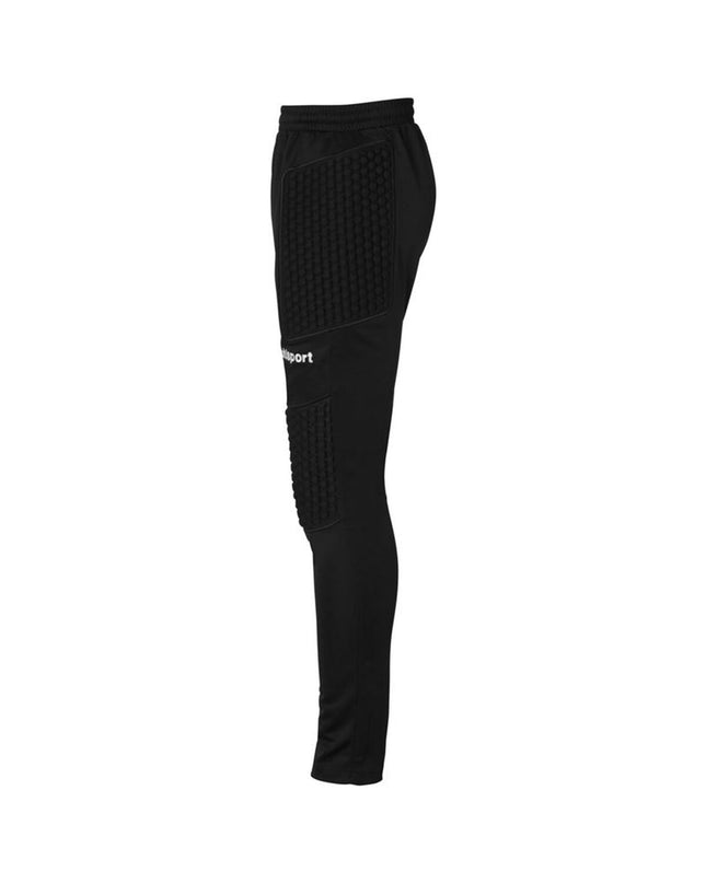 Black Uhlsport unisex adult football training pants, sporty outdoor football clothing for men and women.